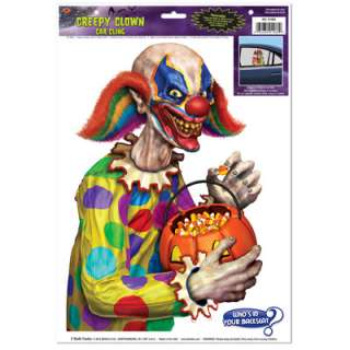 Creepy Clown Backseat Driver Cling  on a 12 x 17 Sheet. Place 