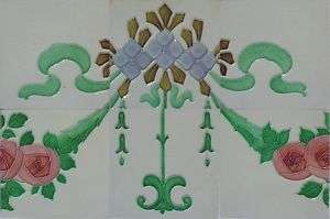 Art Nouveau Majolica Tile BACKSPLASH CELTIC ROSES #2  