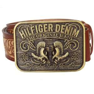    Leather Belt for Men with HILFIGER DENIM BUCKLE. 