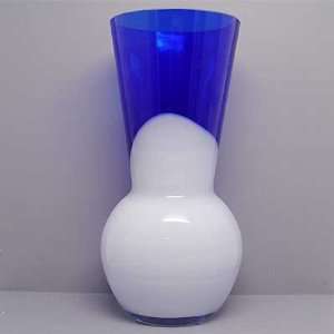   New Small Blue & Opal Vase Infinity Poland Glassware 