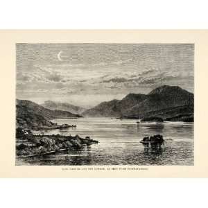  1882 Wood Engraving Art Loch Lomond Ben Lomond Mountain 