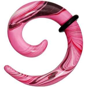  2 Gauge Pink Dichroic Pyrex Glass Spiral Taper Jewelry