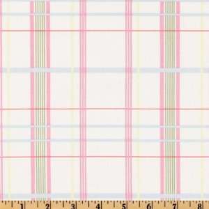  44 Wide Country Lane Plaid Cream/Pink Fabric By The Yard 
