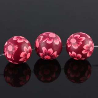 Polymer Clay Floral Flower Ball Loose Bead Finding 14mm  
