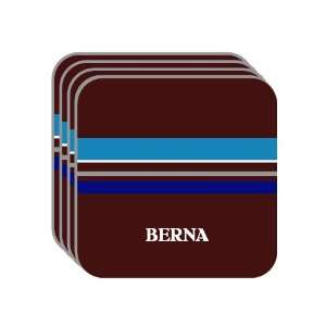 Personal Name Gift   BERNA Set of 4 Mini Mousepad Coasters (blue 