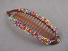 Multi Color Brown seed bead banana hair clip claw comb 