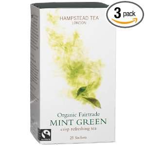 Hampstead Tea Organic Fairtrade, Mint Green Tea, 25 Count Sachets 