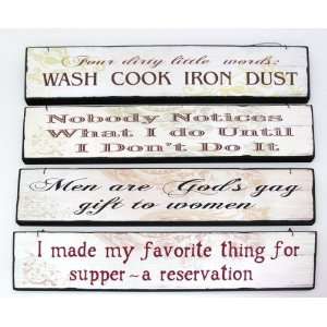 Humorous Quotes Wood Wall Plaque Set of 4
