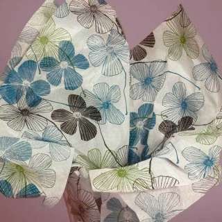 PM Tissue Paper Decoupage Paper Modern Sketch Flowers   Black Blue 