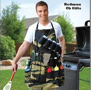 Army Camo BBQ APRON Barbeque Party Gift Prank Beer Holder Humor Grill 