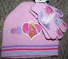 Mattel Barbie Girls Pink Hat & Matching Gloves Free Shi