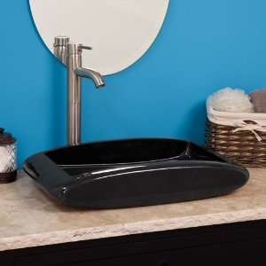 com Granite Curved Rectangle Low Profile Vessel Sink   Black Granite 