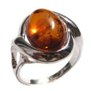   Honey Amber and Sterling Silver Oval Ring Ian & Valeri Co. Jewelry