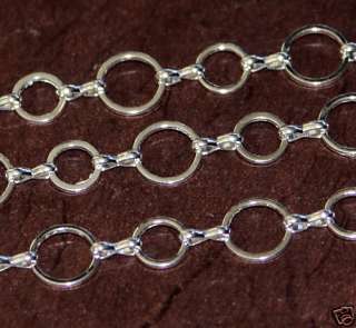 ft of Silver plated copper circle link chain 6 10mm  