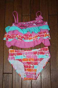 NWT Hello Kitty Pink Ruffle 2pc Bathing Suit Girls 6X  