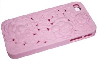Pink Three dimensional Relief Bloom Hard Case Cover For iPhone 4 4G 4S 