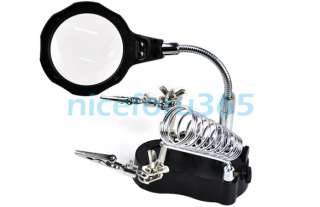LED 3.5x&1 2X 3rd Helpin g Hand Magnifying S oldering IRON STAND Lens 