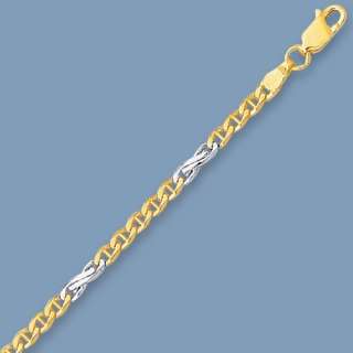 Solid Mariner Chain Necklace 14K Yellow White Gold  