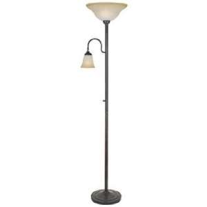  Lite Source Thiago Bronze Torchiere Lamp with Reading Arm 