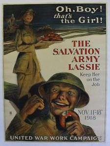 ORIG VINTAGE POSTER WWI THE SALVATION ARMY LASSIE 1918  