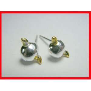  Solid Sterling Silver W/Gold Bead Angel Earrings #1765 