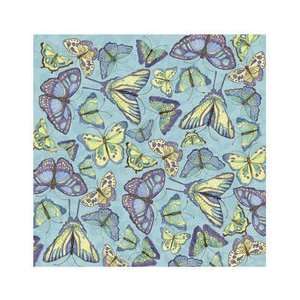  Botanical Glitter Thermography Paper 12X12 Butterfly 
