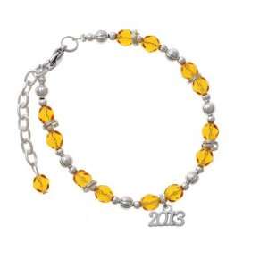 Silver 2013 Year Yellow Czech Glass Beaded Charm Bracelet [Jewelry]