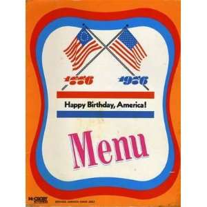   Stores Menu Houston Texas 1976 Happy Birthday America 