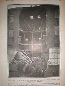 Printed photo spinning mill collapse Belfast 1902  