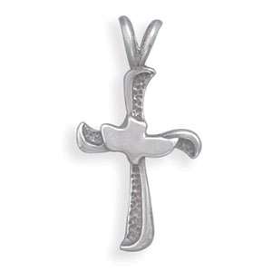 Sterling Silver Cross Peace Dove Necklace Pendant  