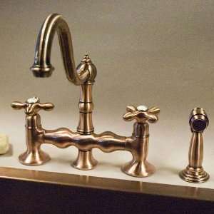   Kitchen Sink Faucet w/Brass Sprayer   Antique Copper