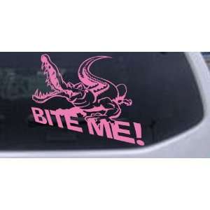 Bite Me Gator Animals Car Window Wall Laptop Decal Sticker    Pink 