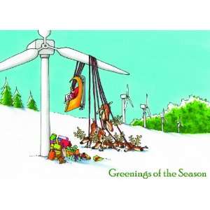  Santa & Sled Windmill Incident Holiday Cards