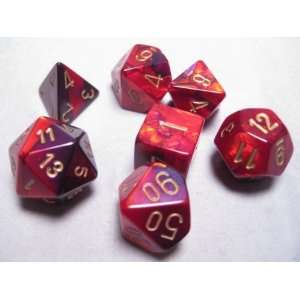  Chessex RPG Dice Sets Purple Red/Gold Gemini Polyhedral 7 