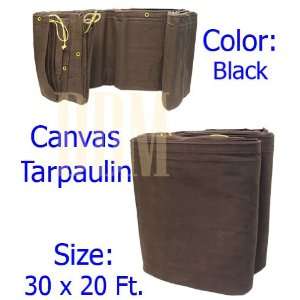   Canvas Tarpaulin 20 x 30 Tarp Cover Water Resistant Black Patio