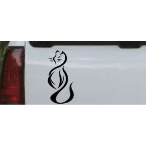 Tribal Cat Animals Car Window Wall Laptop Decal Sticker    Black 14in 