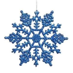  4 Blue Glitter Ornament Snowflake Box of 24