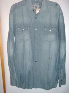 NWT Local Legend distressed cotton denim shirt chambray western faded 