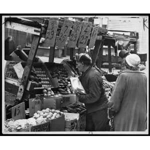 Belmont Avenue Market,Brooklyn,New York,NY,1962,Vendor selling produce 