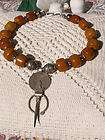 Morocco African amber Berber silver enamel necklace  