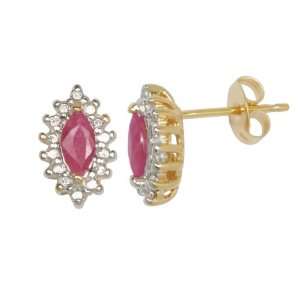   Plated Sterling Silver Ruby and Diamond Accent Post Earrings Jewelry