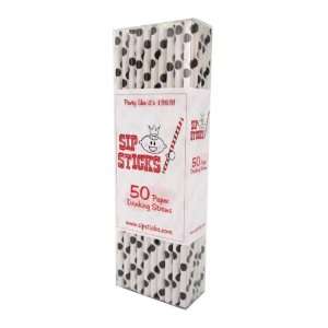   Drinking Straws Biodegradable 50 Pack  Black Dot
