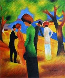   Hand Painted Oil Painting Repro August Macke Lady in Green  