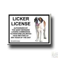 ST BERNARD Licker License FRIDGE MAGNET Dog SAINT New  