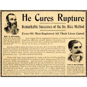   Ad Dr W S Rice Method Cure Rupture Mulford Blandin   Original Print Ad