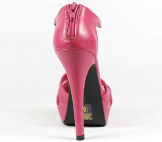 Fuchsia Pink T Strap Open Toe Platform Heel Sandal 9 us Paprika Jiffy 