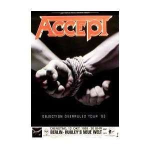  ACCEPT Objection Overruled Tour 1993 Music Poster