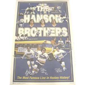  Hanson Brothers Charleston Chiefs Autographed Poster 