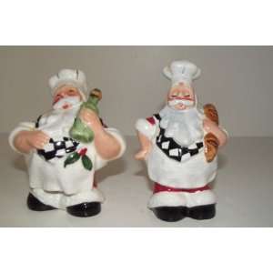 French Chef Santa Claus Salt And Pepper Shakers