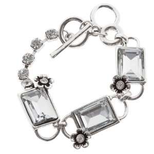 Bling Bling, 7 1/2 Inch Silver Tone Bracelet with Rectangle Links 